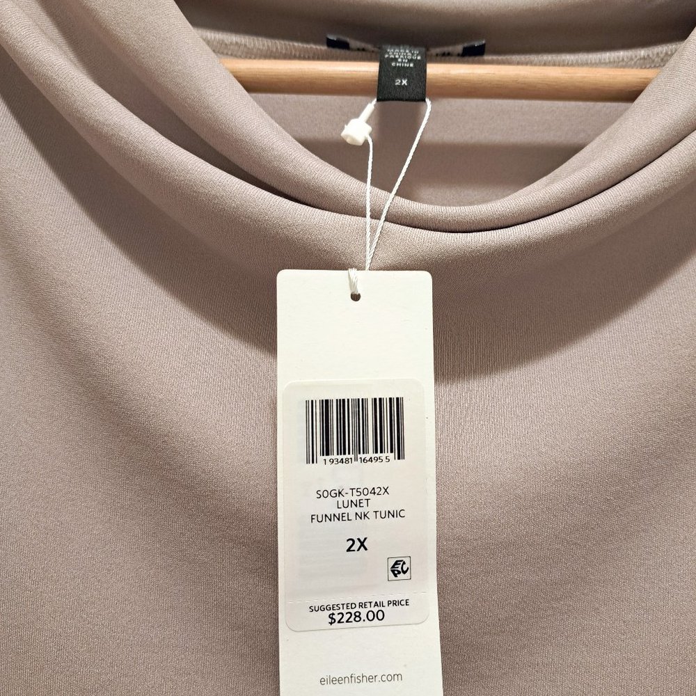 Eileen Fisher Stretch Silk Jersey Funnel Neck Tunic Size 2X - Picture 7 of 9